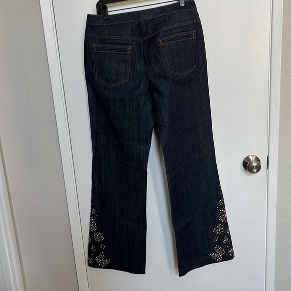 St. John Cuture Size 12 Demin Flare Embellished Jeans - Picture 4 of 6